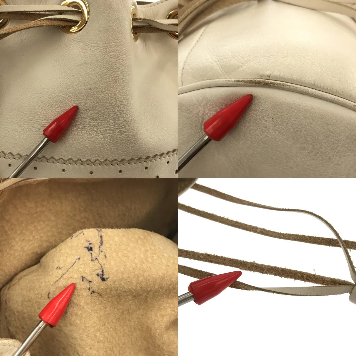 J&M DAVIDSON / ジェイアンドエムデヴィッドソン | FRINGE CARNIVAL フリンジカーニバル L レザー 巾着バッグ | ホワイト | レディース