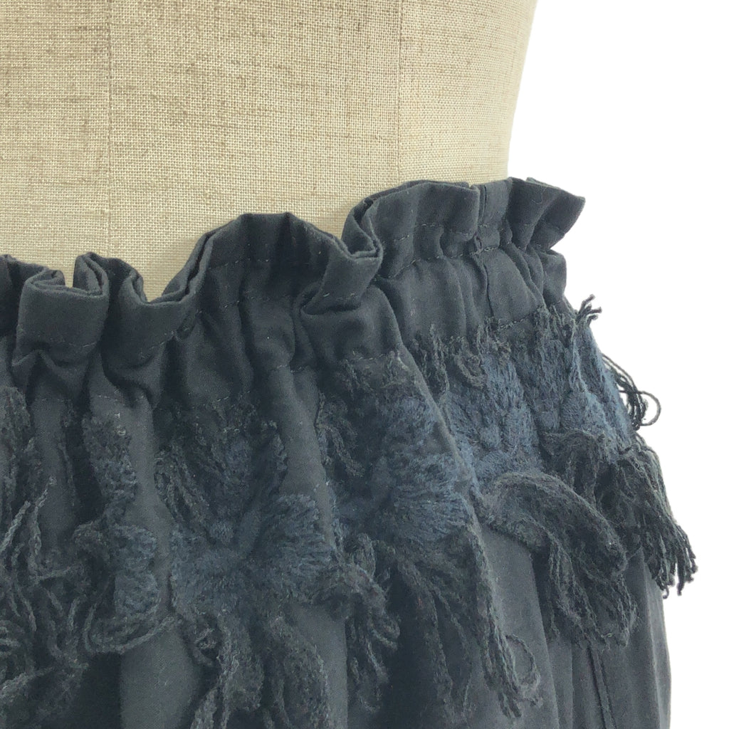 tao COMME des GARÇONS | 2010 春夏 | 棉質刺繡流蘇寬腿休閒褲 | XS | 黑色 | 女款