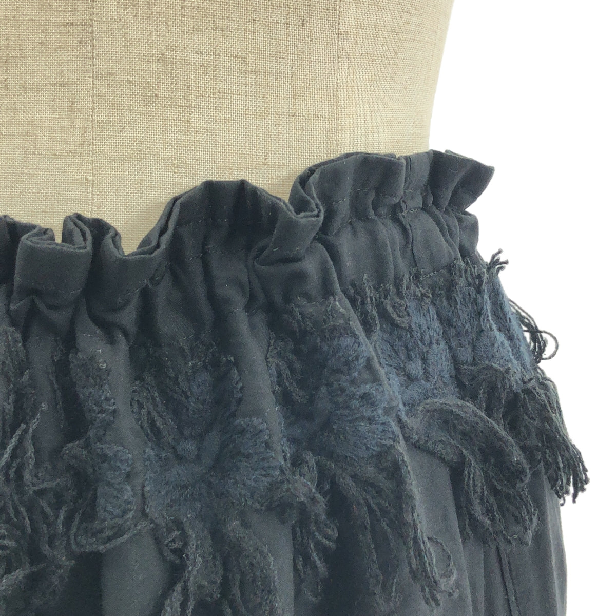 tao COMME des GARCONS / 타오콤 데 갤슨 | 2010SS | 코튼 엠브로이드 프린지 와이드 이지 팬츠 | XS | 블랙 | 여성