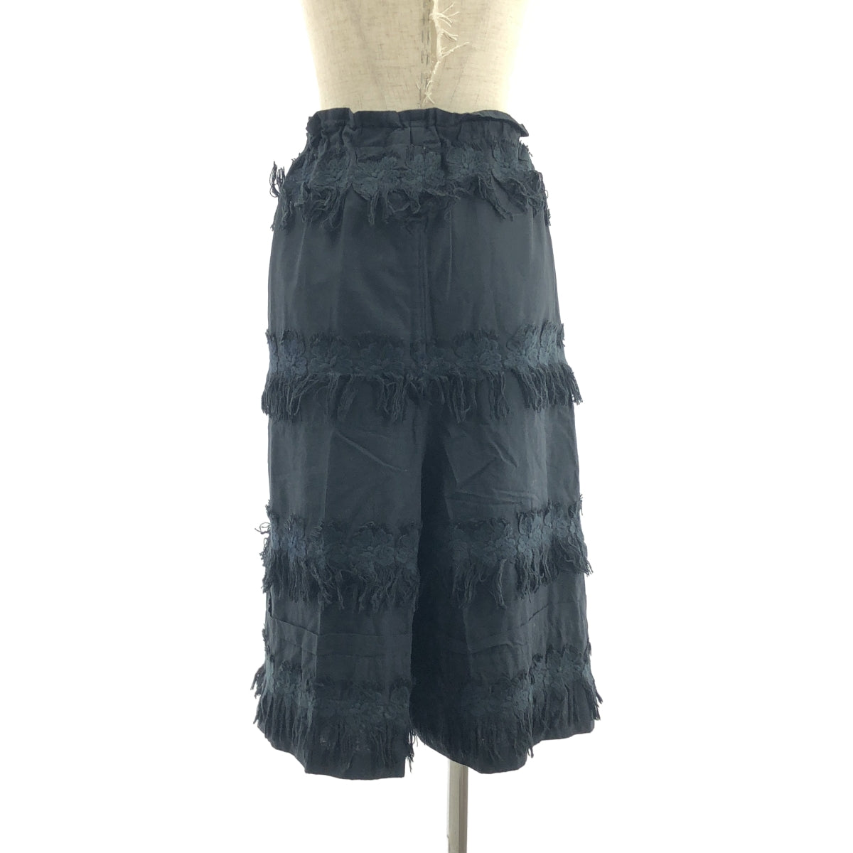 tao COMME des GARCONS / 타오콤 데 갤슨 | 2010SS | 코튼 엠브로이드 프린지 와이드 이지 팬츠 | XS | 블랙 | 여성