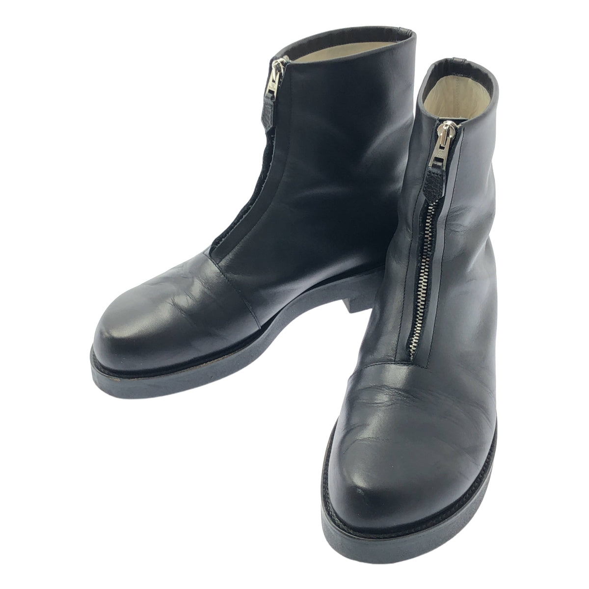 foot the coacher / フットザコーチャー | 2024SS | OBLIQUE FRONT ZIP (HARDNESS 50 SOLE) オブリークフロントジップ レザー ブーツ | 8 INCH E-WIDTH | ブラック | メンズ