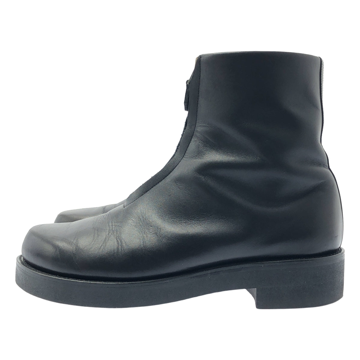 foot the coacher / フットザコーチャー | 2024SS | OBLIQUE FRONT ZIP (HARDNESS 50 SOLE) オブリークフロントジップ レザー ブーツ | 8 INCH E-WIDTH | ブラック | メンズ