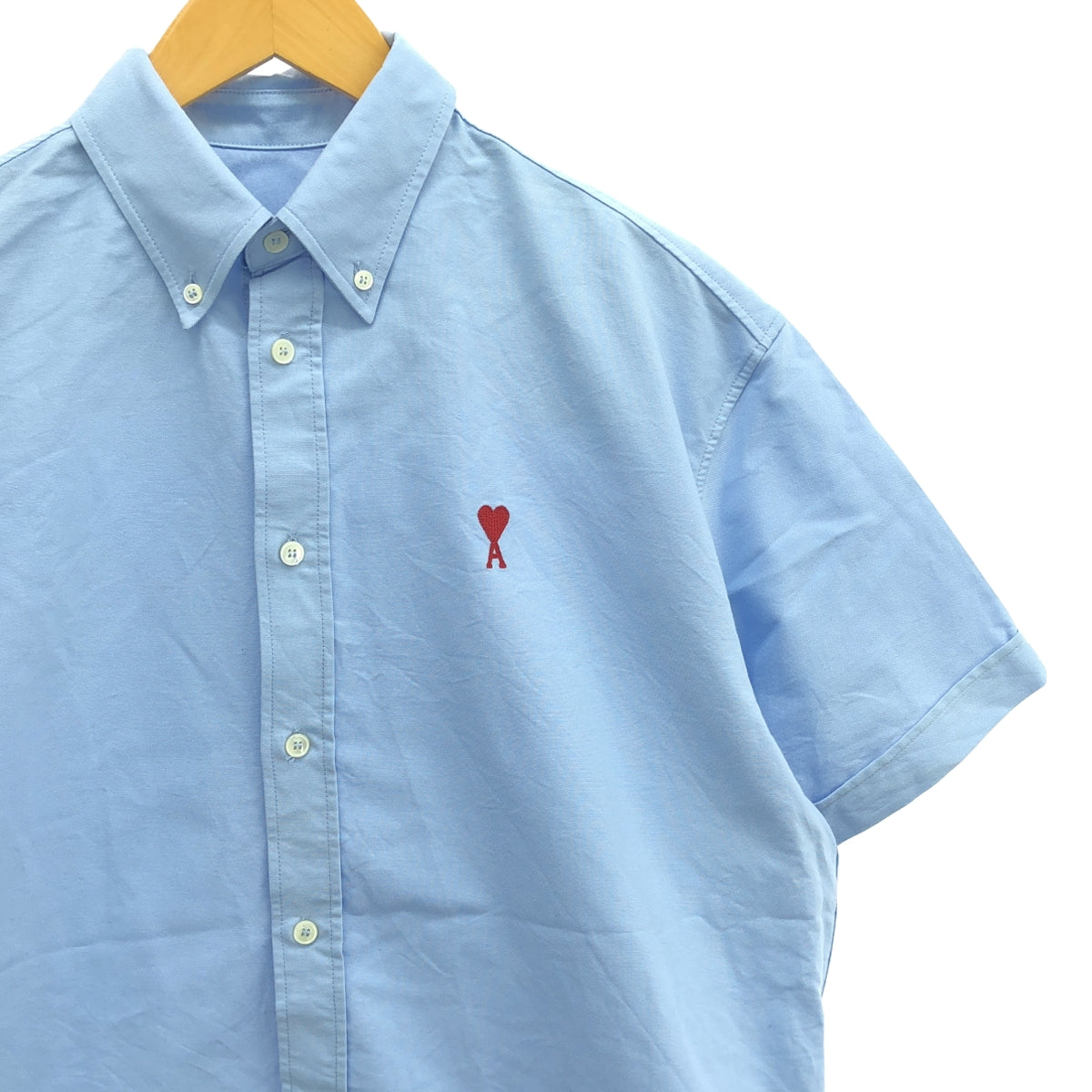 AMI Alexandre Mattiussi | Cotton Half Sleeve Over Button Down Shirt | XXS | Light Blue | Men's