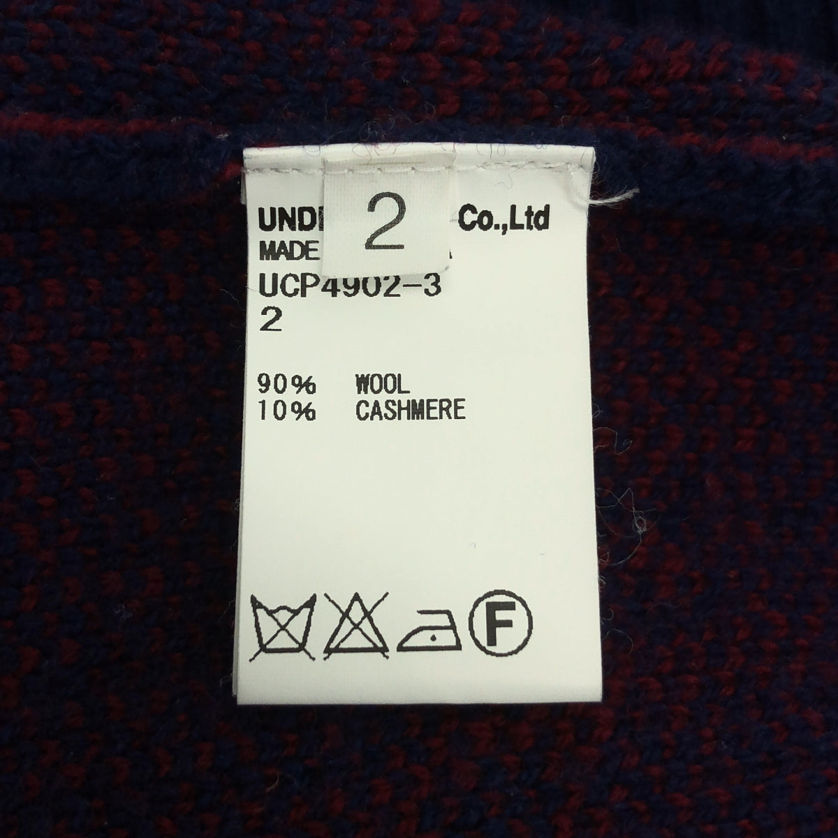 UNDER COVER  / アンダーカバー | SLASH総柄 ウールカシミヤ クルーネック ニット | 2 | ネイビー / バーガンディー | メンズ