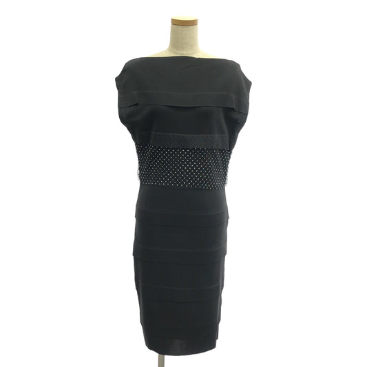 【美品】  BALMAIN / バルマン | ビジュー 装飾 サイドジップ ドレス ワンピース | 40 | ブラック | レディース