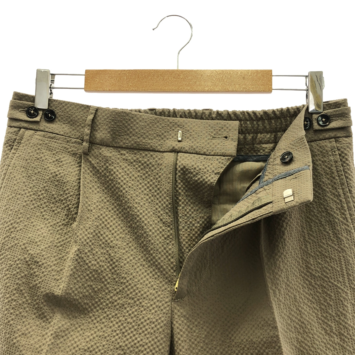 BERWICH | Seersucker 1-pleat back shirring tapered pants | 48 | Men's