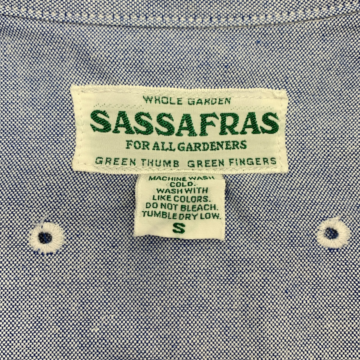 SASSAFRAS | 綠拇指襯衫，牛津布，連結襯衫 | S碼 | 男士