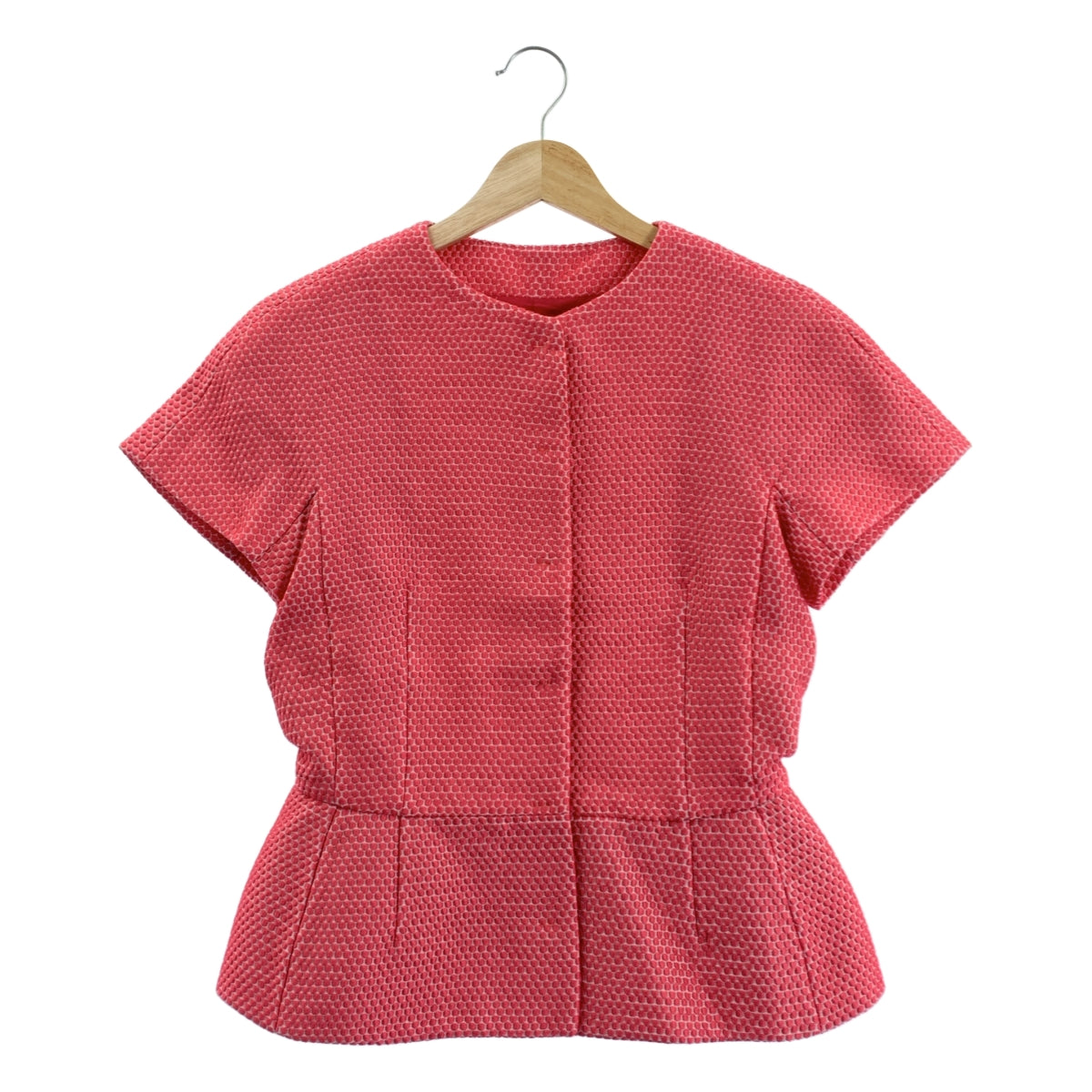 RED VALENTINO | 圓點繭型短袖無領外套 | 尺寸 38 | 粉紅/白色 | 女款