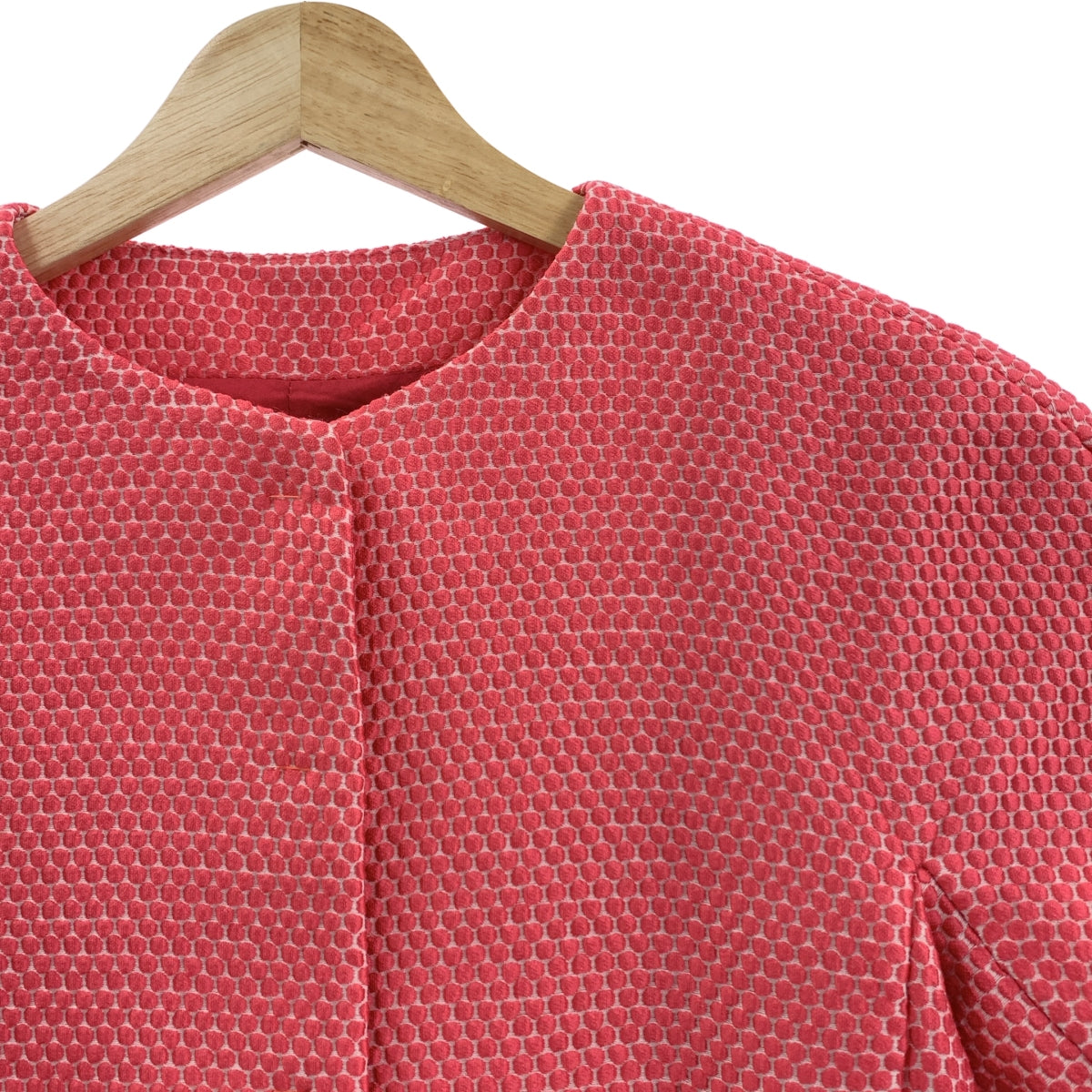 RED VALENTINO | 圓點繭型短袖無領外套 | 尺寸 38 | 粉紅/白色 | 女款