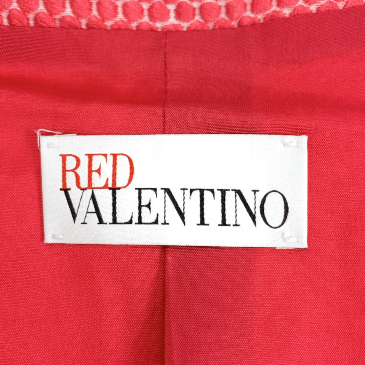 RED VALENTINO | 圓點繭型短袖無領外套 | 尺寸 38 | 粉紅/白色 | 女款