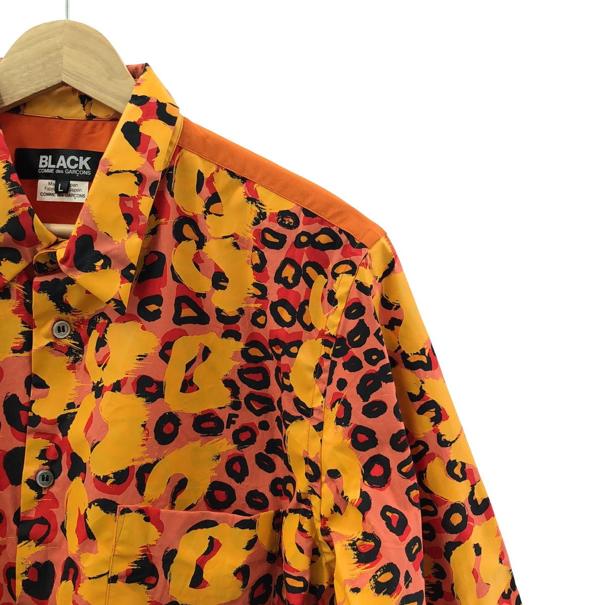 BLACK COMME des GARCONS / 블랙 콤 데 갤슨 | 2021SS | 소매 단절 코튼 레오파드 셔츠 | L | 남성
