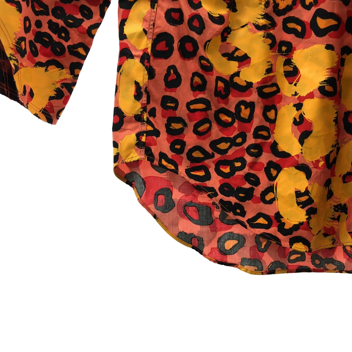 BLACK COMME des GARCONS / 블랙 콤 데 갤슨 | 2021SS | 소매 단절 코튼 레오파드 셔츠 | L | 남성