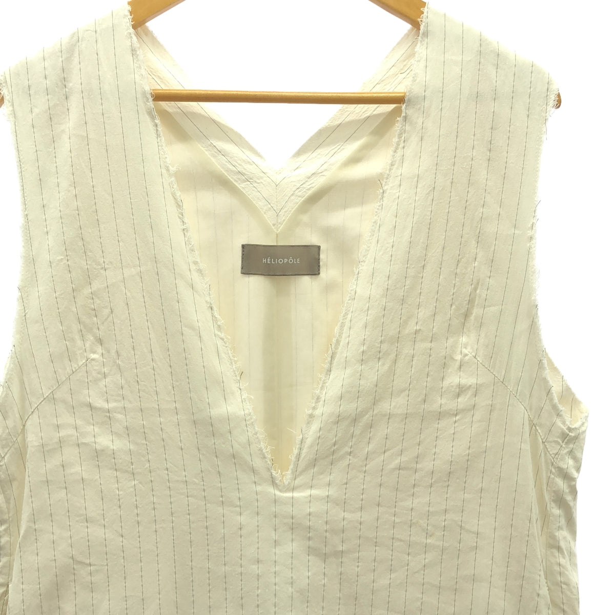 HELIOPOLE / 엘리오폴 | DEEP V NECK DRESS / 딥 V 넥 컷오프 드레스 원피스 / 총 안감 | 38 | 아이보리 | 여성