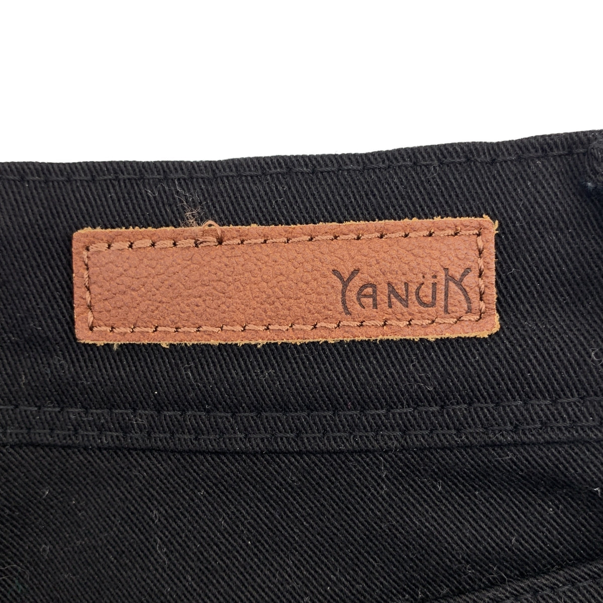 YANUK / ヤヌーク | ロゴレザーパッチ ストレッチ スキニー パンツ | 24 | ブラック | レディース