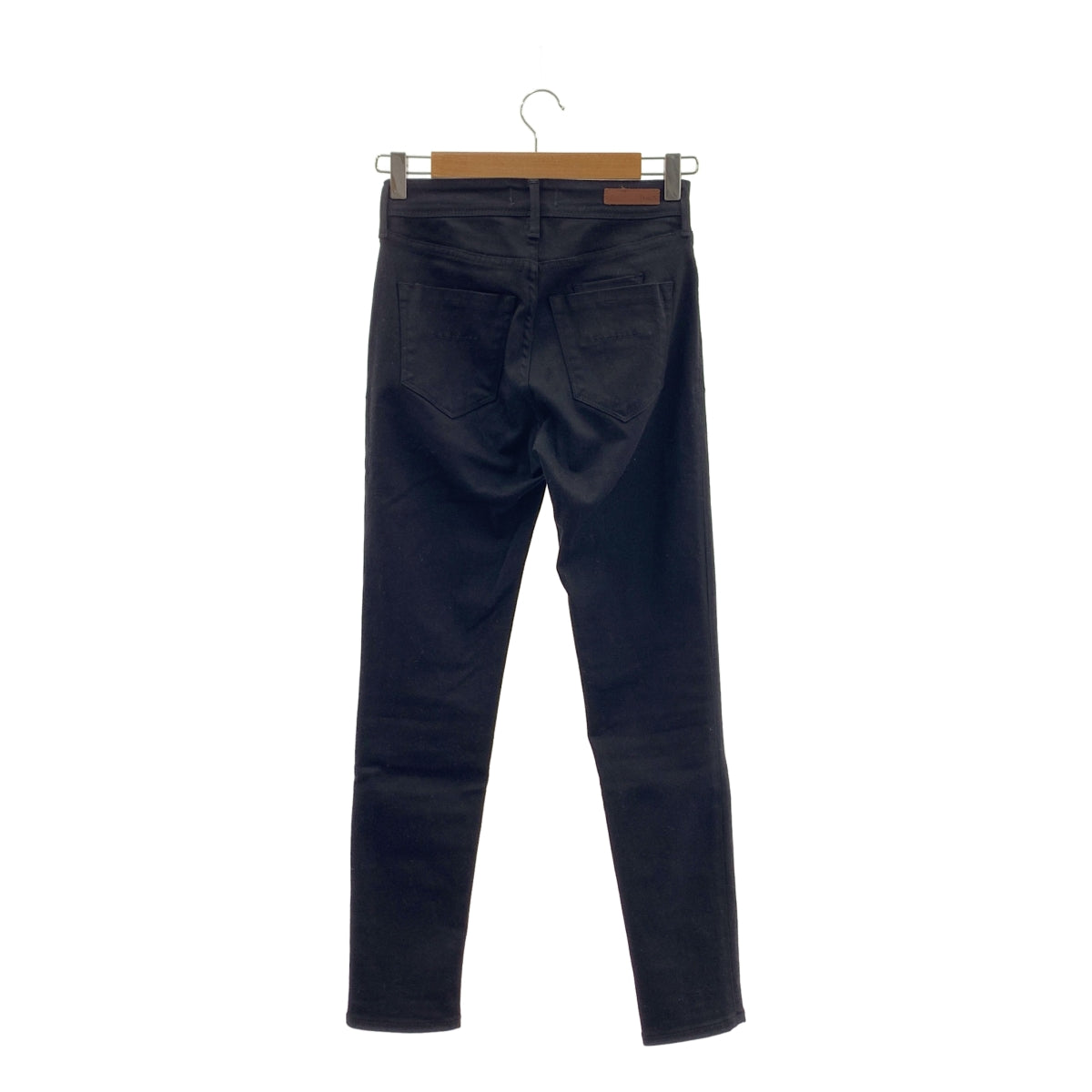 YANUK / ヤヌーク | ロゴレザーパッチ ストレッチ スキニー パンツ | 24 | ブラック | レディース