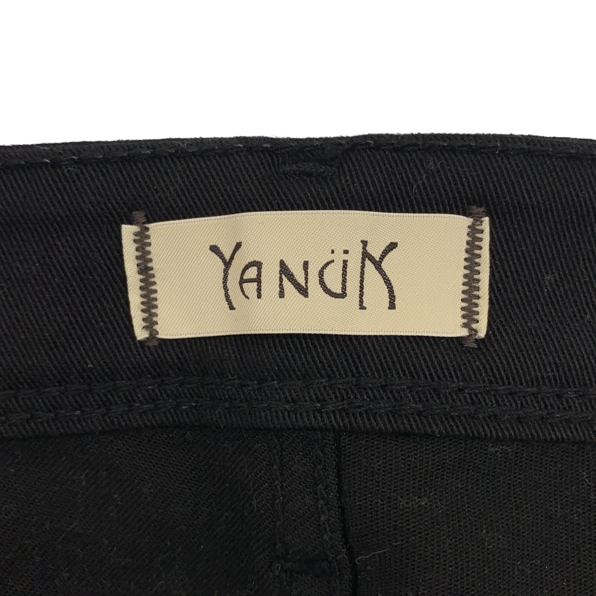 YANUK / ヤヌーク | ロゴレザーパッチ ストレッチ スキニー パンツ | 24 | ブラック | レディース