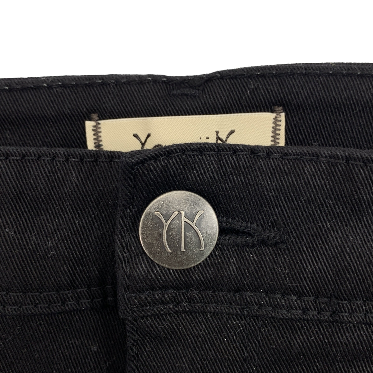 YANUK / ヤヌーク | ロゴレザーパッチ ストレッチ スキニー パンツ | 24 | ブラック | レディース