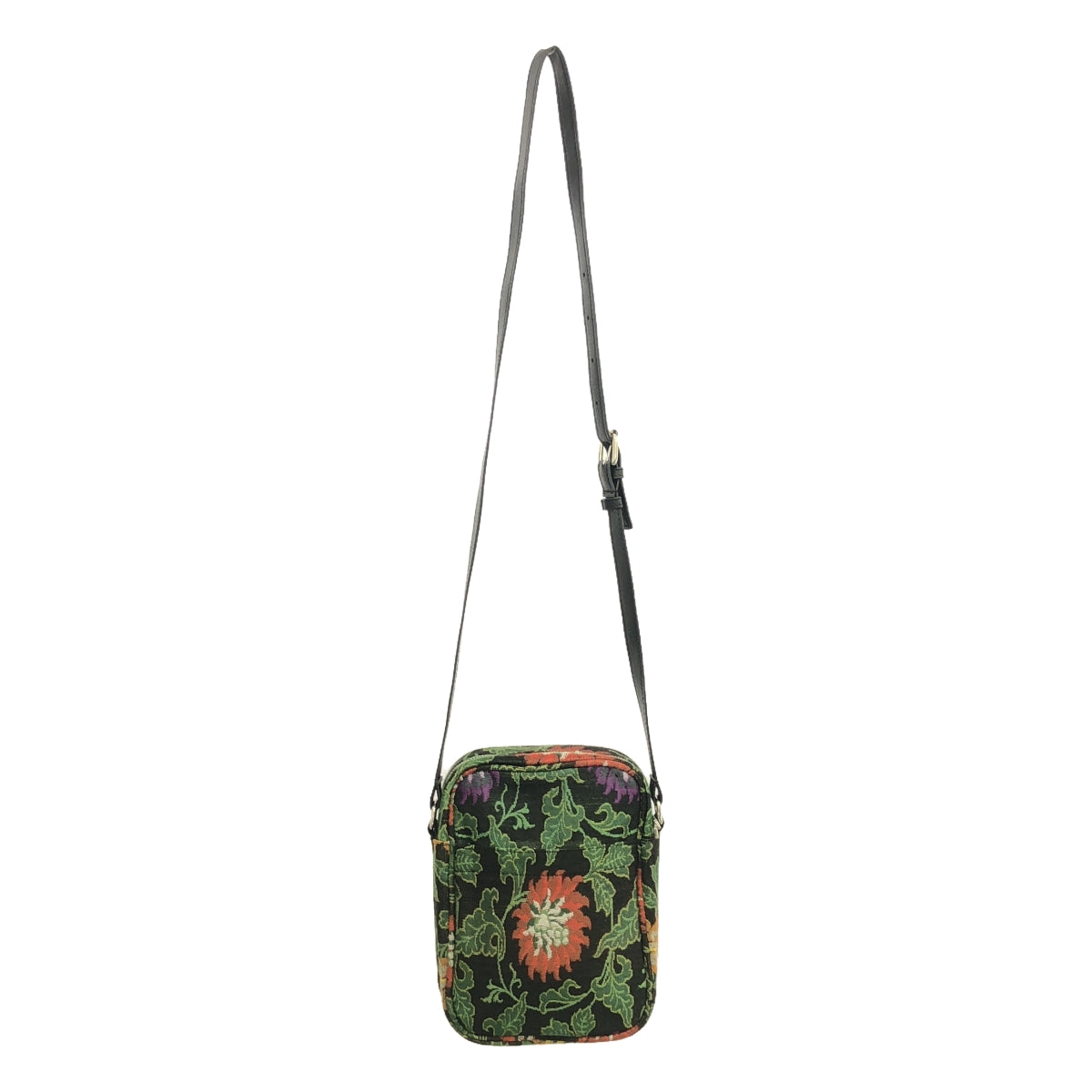 [Beautiful Condition] Ground Y | Flower Jacquard Leather Shoulder Bag | Black/Green | Women's