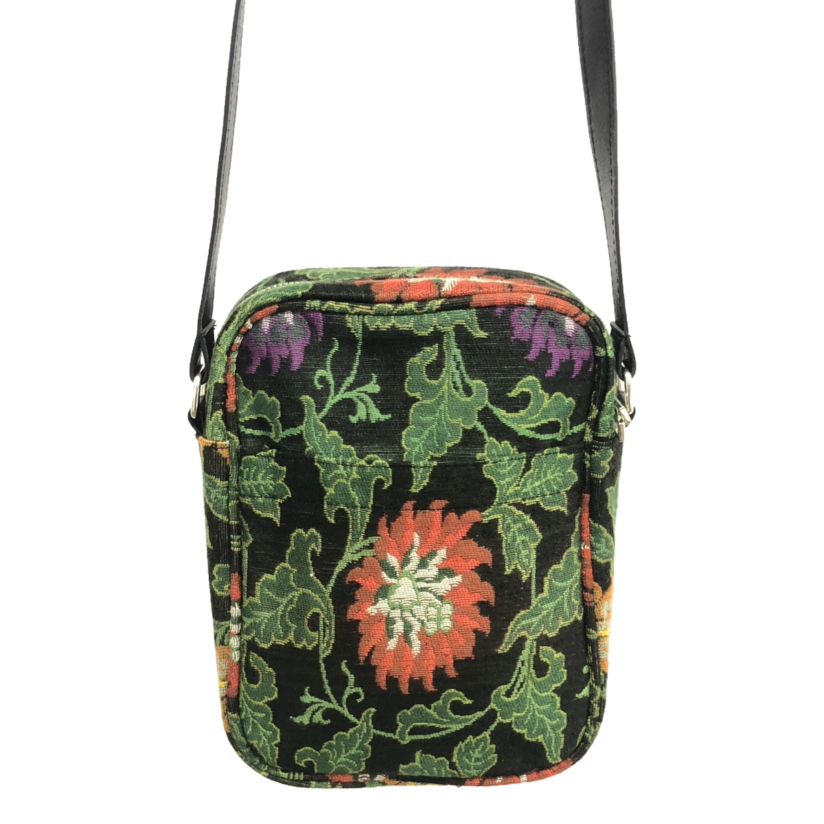 [Beautiful Condition] Ground Y | Flower Jacquard Leather Shoulder Bag | Black/Green | Women's