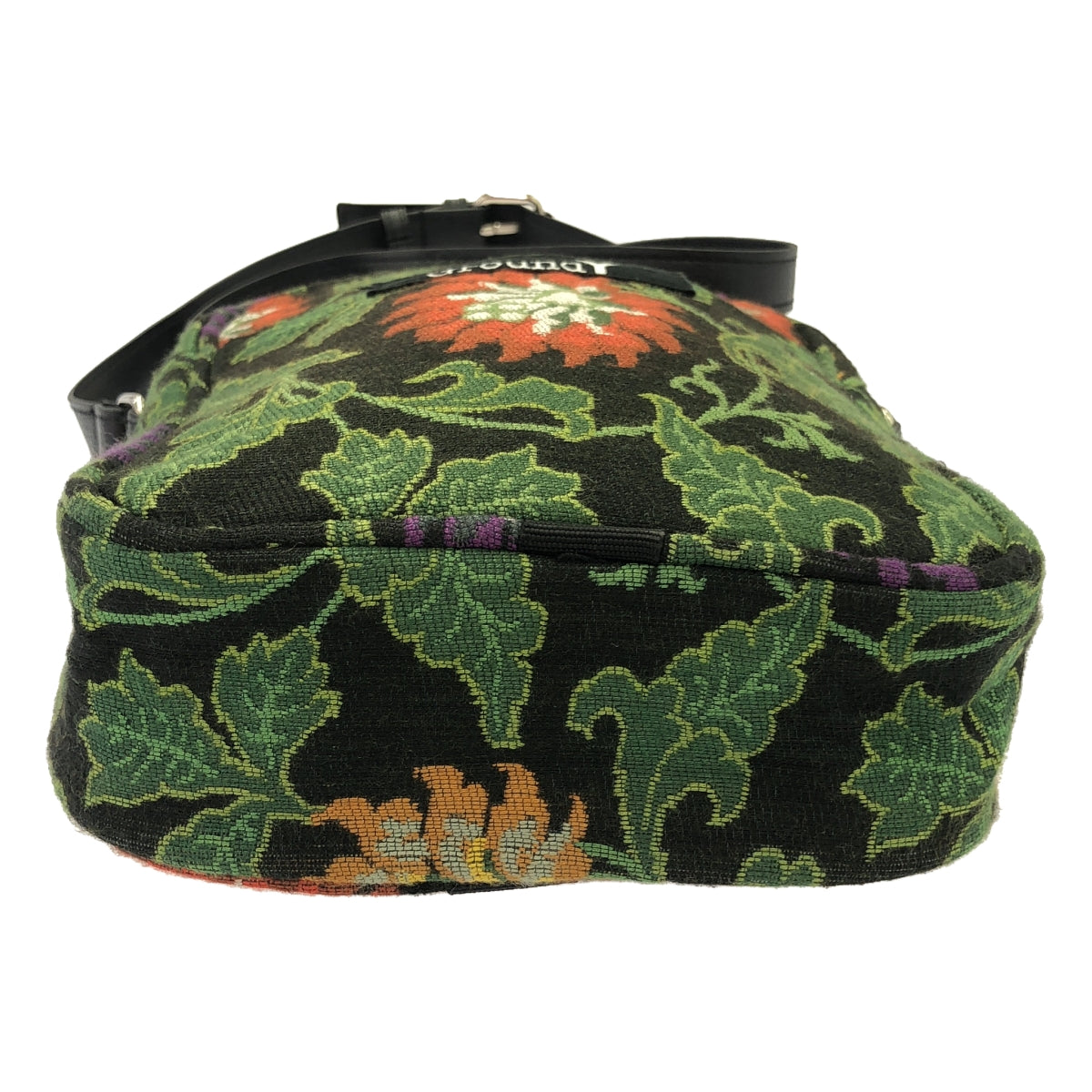 [Beautiful Condition] Ground Y | Flower Jacquard Leather Shoulder Bag | Black/Green | Women's