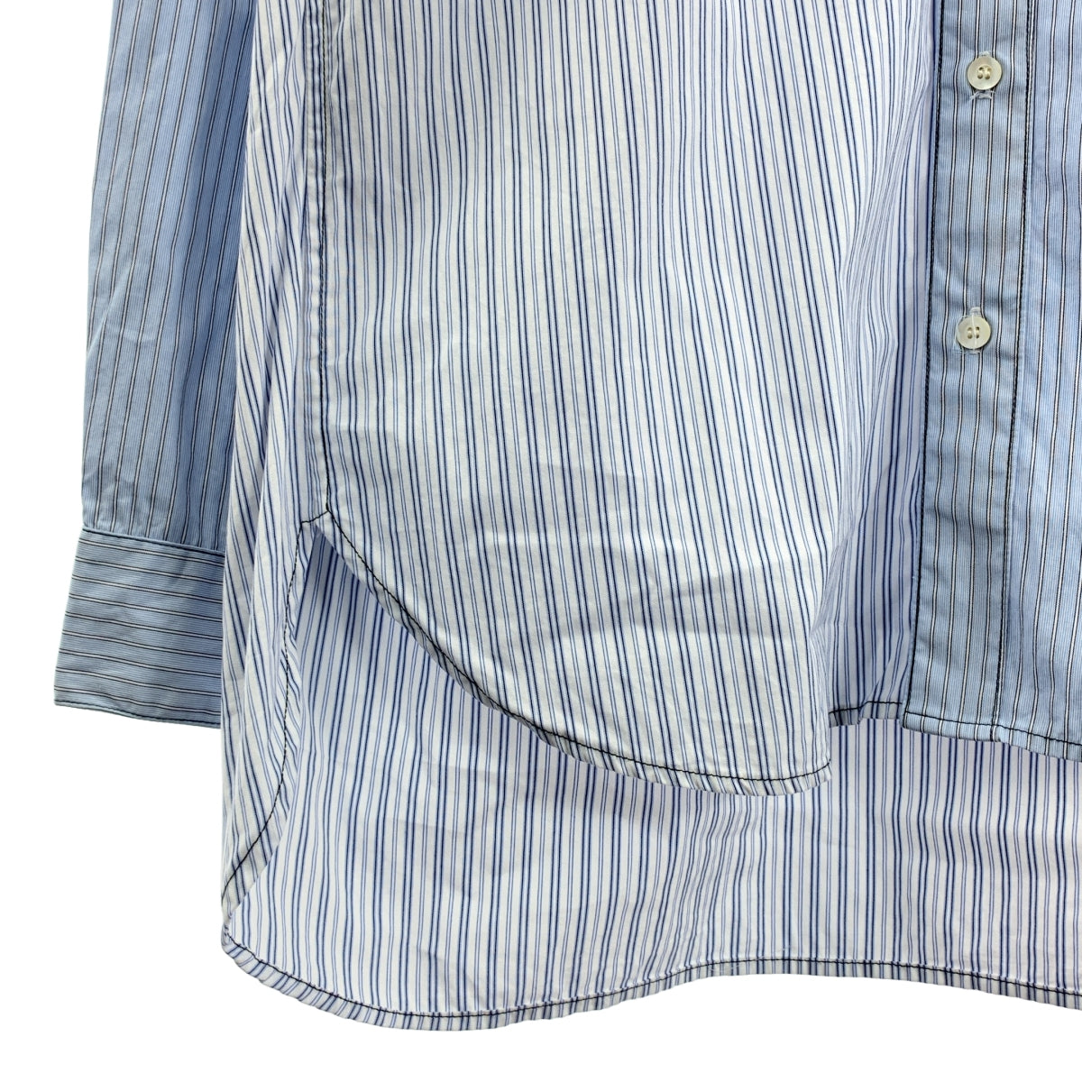 JieDa / 지에다 | CRAZY SWITCHING SHIRT 스트라이프 미친 스위칭 셔츠 | 1 | 블루 | 남성