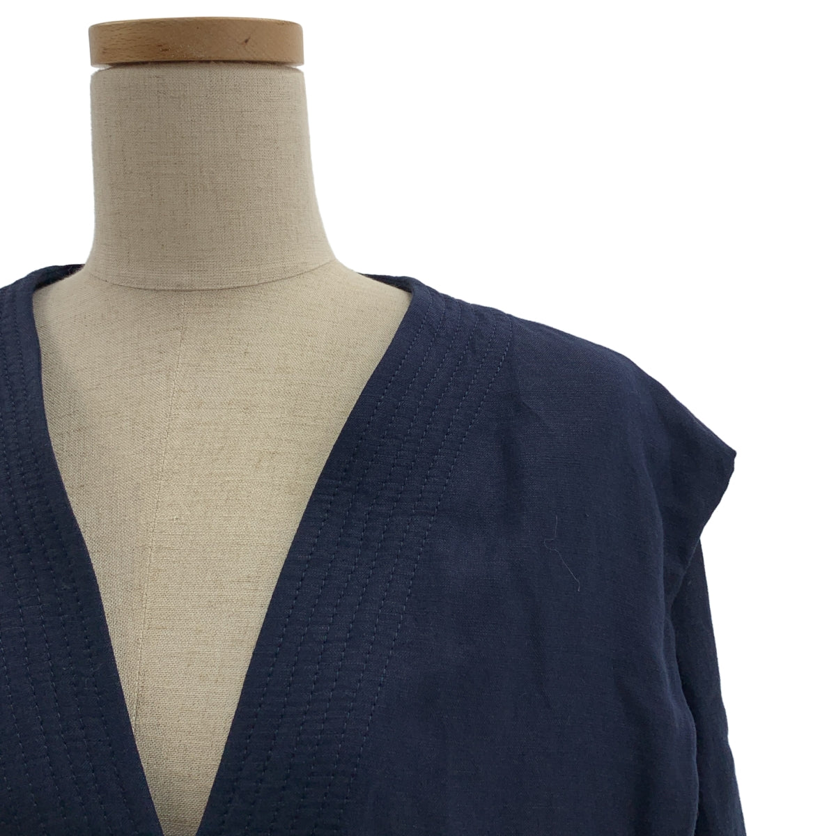 Mame Kurogouchi / マメクロゴウチ | Volumed Sleeve LINEN Rayon V-Neck Dress リネン ワンピース | 2 | レディース