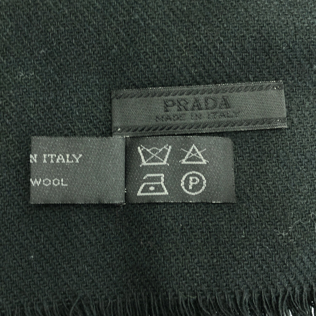 PRADA | 羊毛流蘇圍巾 | 黑色 | 男士