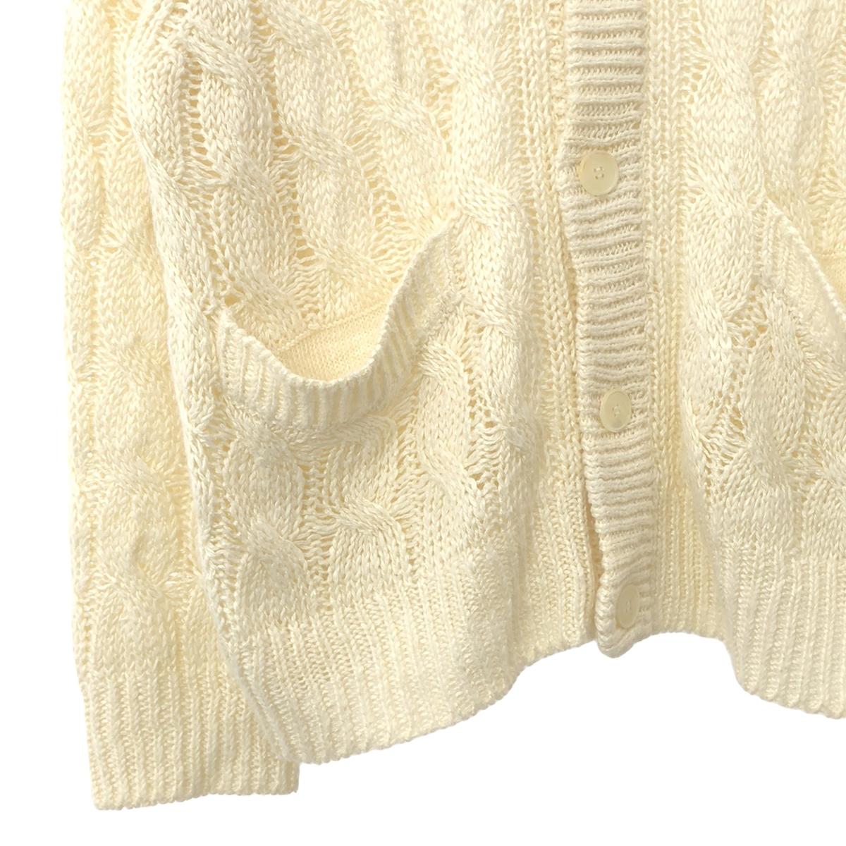 BLAMINK | SL/S 3G CABLE CD W Cable Knit Cardigan | 38 | Ivory | Women's