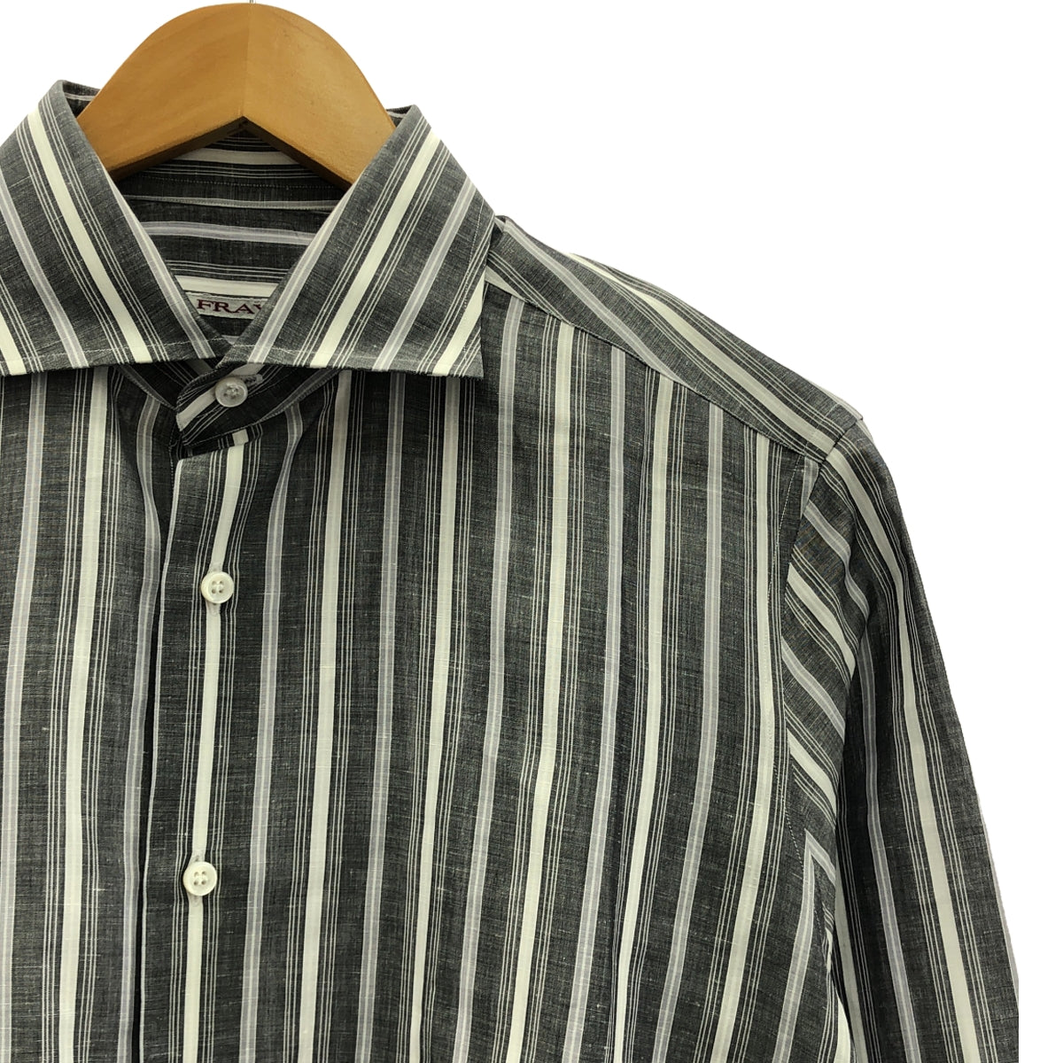 FRAY | Cotton Linen Striped Shirt | 15 3/4 (40) | Men's