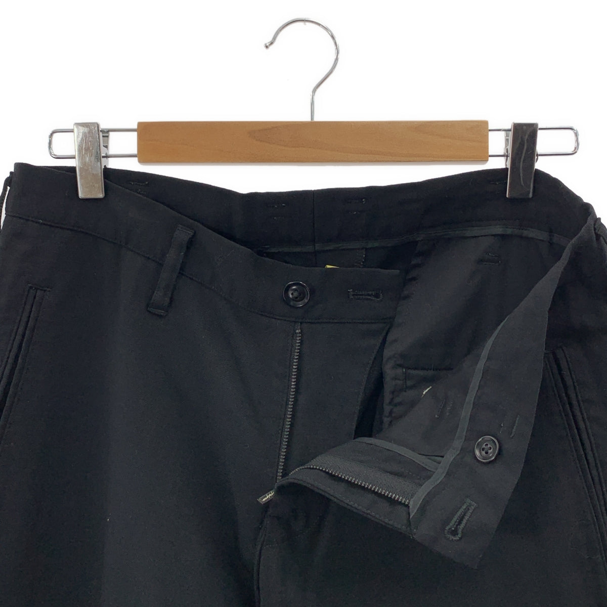 YOHJI YAMAMOTO POUR HOMME | 2018 秋冬 | 膝蓋設計彈性羊毛錐形褲 | 2 碼 | 黑色 | 男款