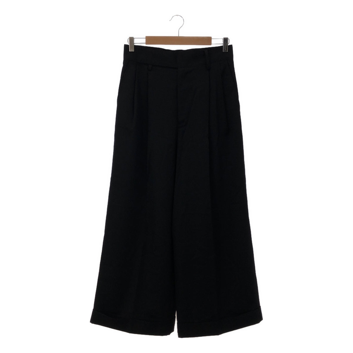 【미품】 REGULATION Yohji Yamamoto / 레귤레이션 요우지야마모토 | GABARDINE R-2 TUCK BAGGY PANTS / 울 개버진 탁 와이드 버기 팬츠 | 2 | 블랙 | 여성