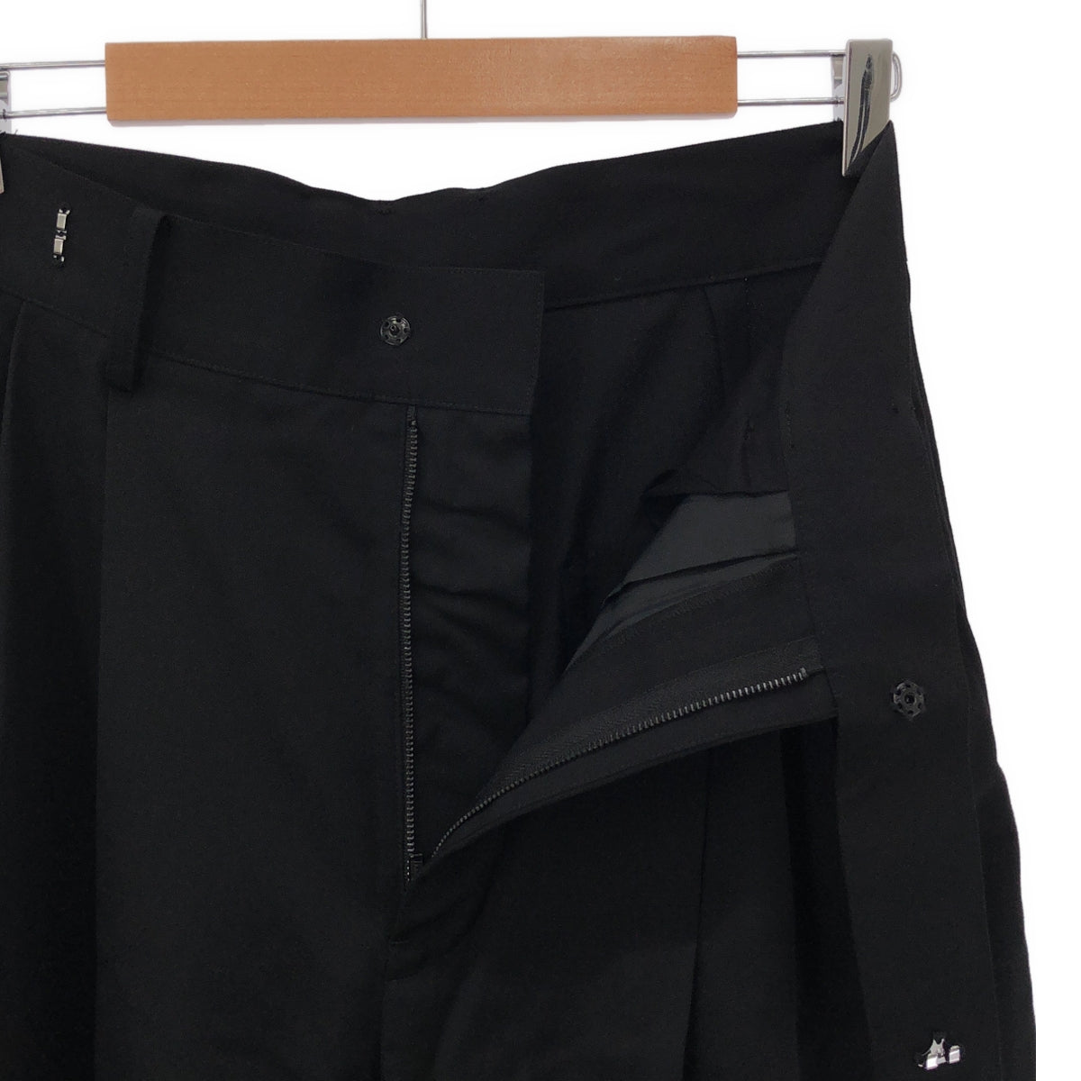 【미품】 REGULATION Yohji Yamamoto / 레귤레이션 요우지야마모토 | GABARDINE R-2 TUCK BAGGY PANTS / 울 개버진 탁 와이드 버기 팬츠 | 2 | 블랙 | 여성