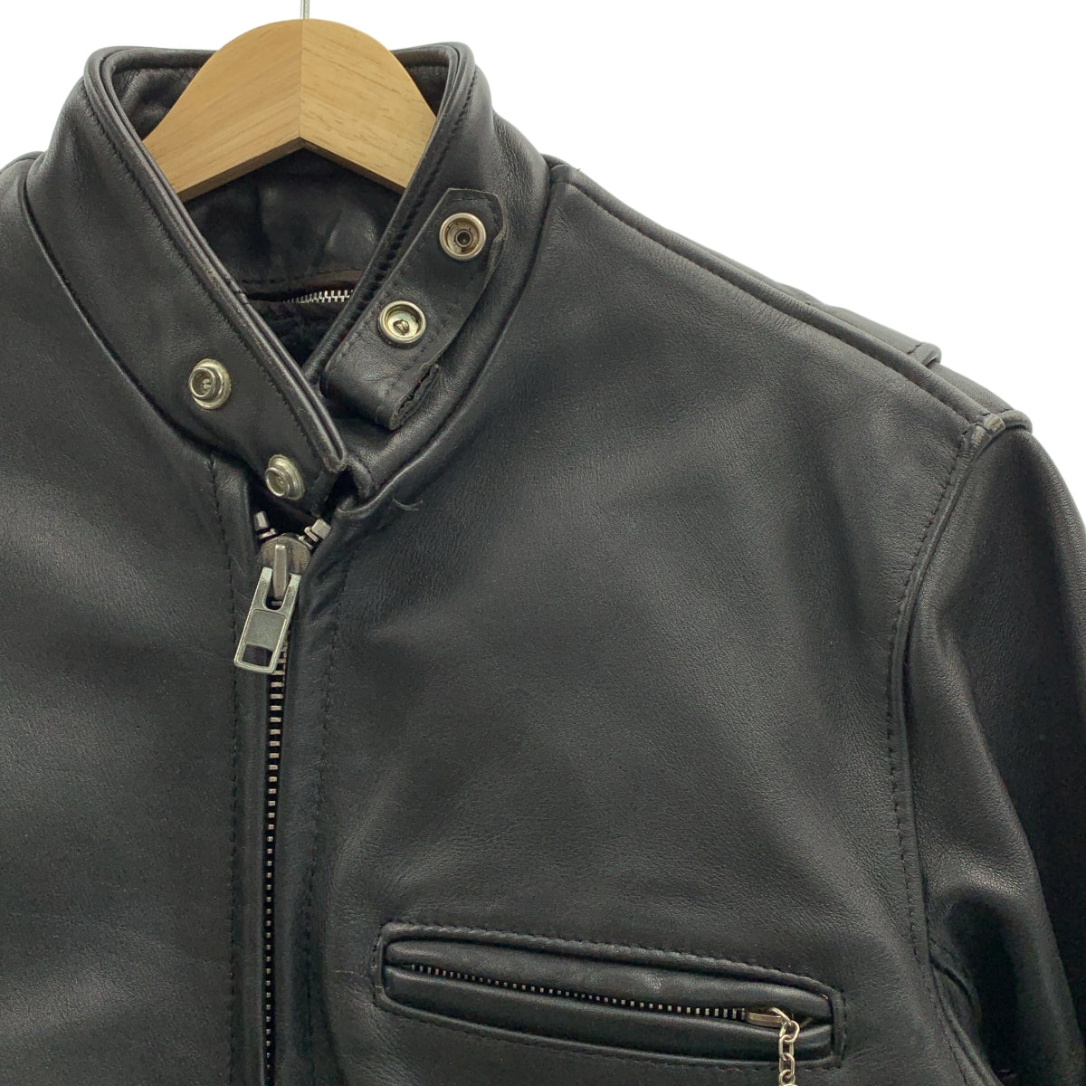 SCHOTT | 單層皮革騎士夾克，附可拆式內襯 | 尺寸 34 | 黑色 | 男款