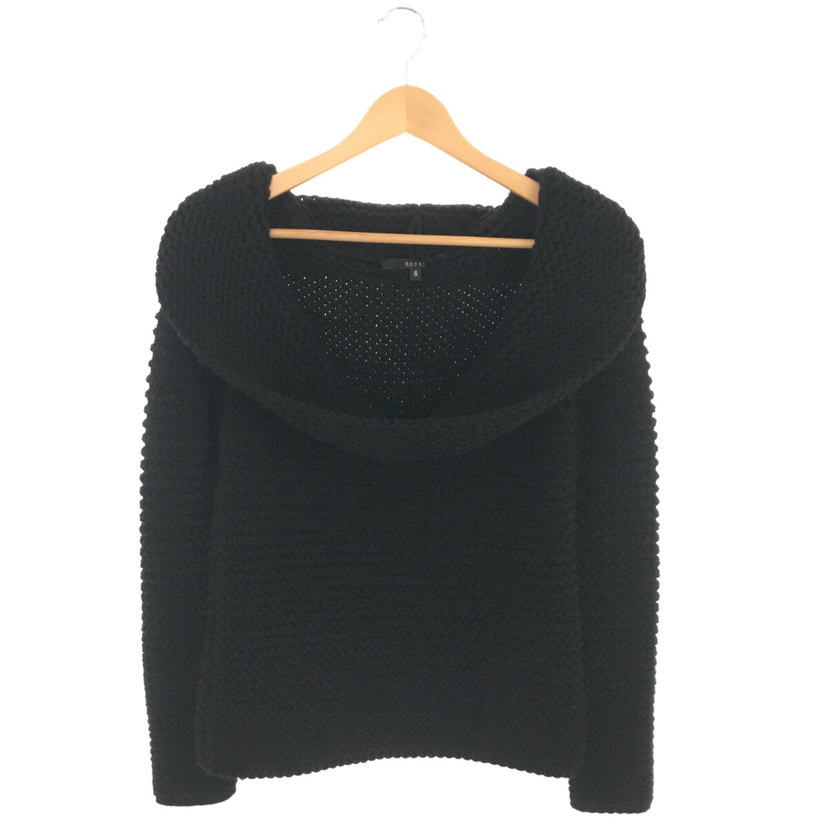 [Good Condition] GUCCI / Gucci | Wool low gauge off-turtleneck knit | S | Black | Women's