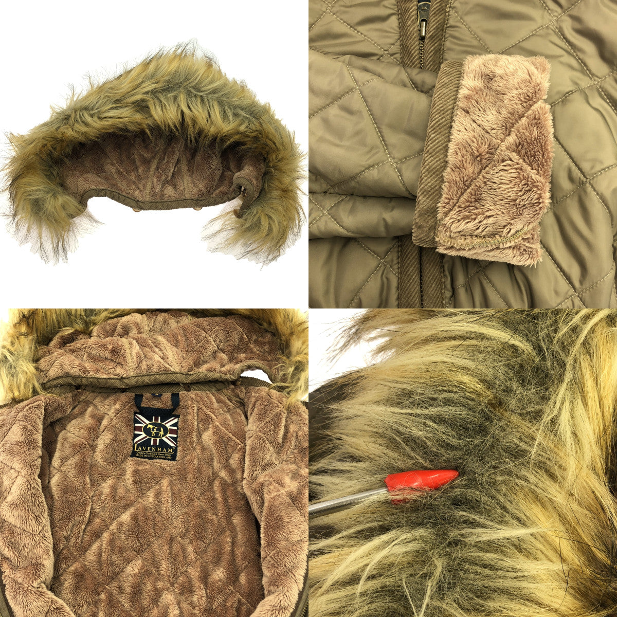 LAVENHAM / ラベンハム | ボア切替 キルティング ジップ コート / フード着脱可 | 38 | ブラウン系 | レディース