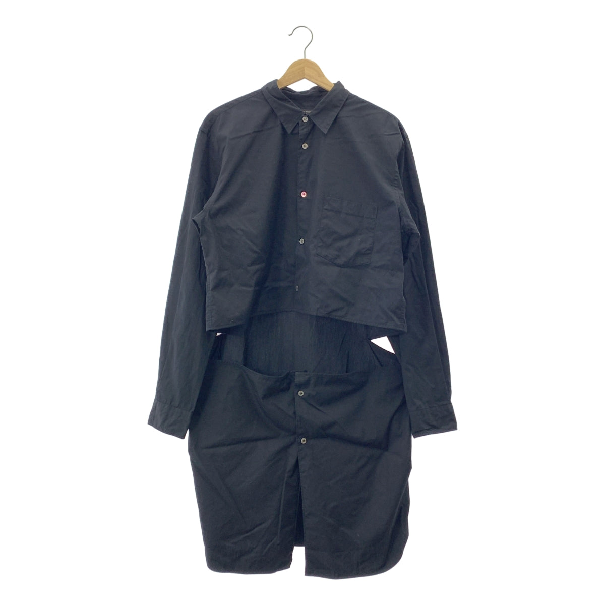 COMME des GARÇONS HOMME PLUS | 2016 春夏 |棉質不對稱鏤空襯衫 | SHOPBOP L 號 |黑色|男士