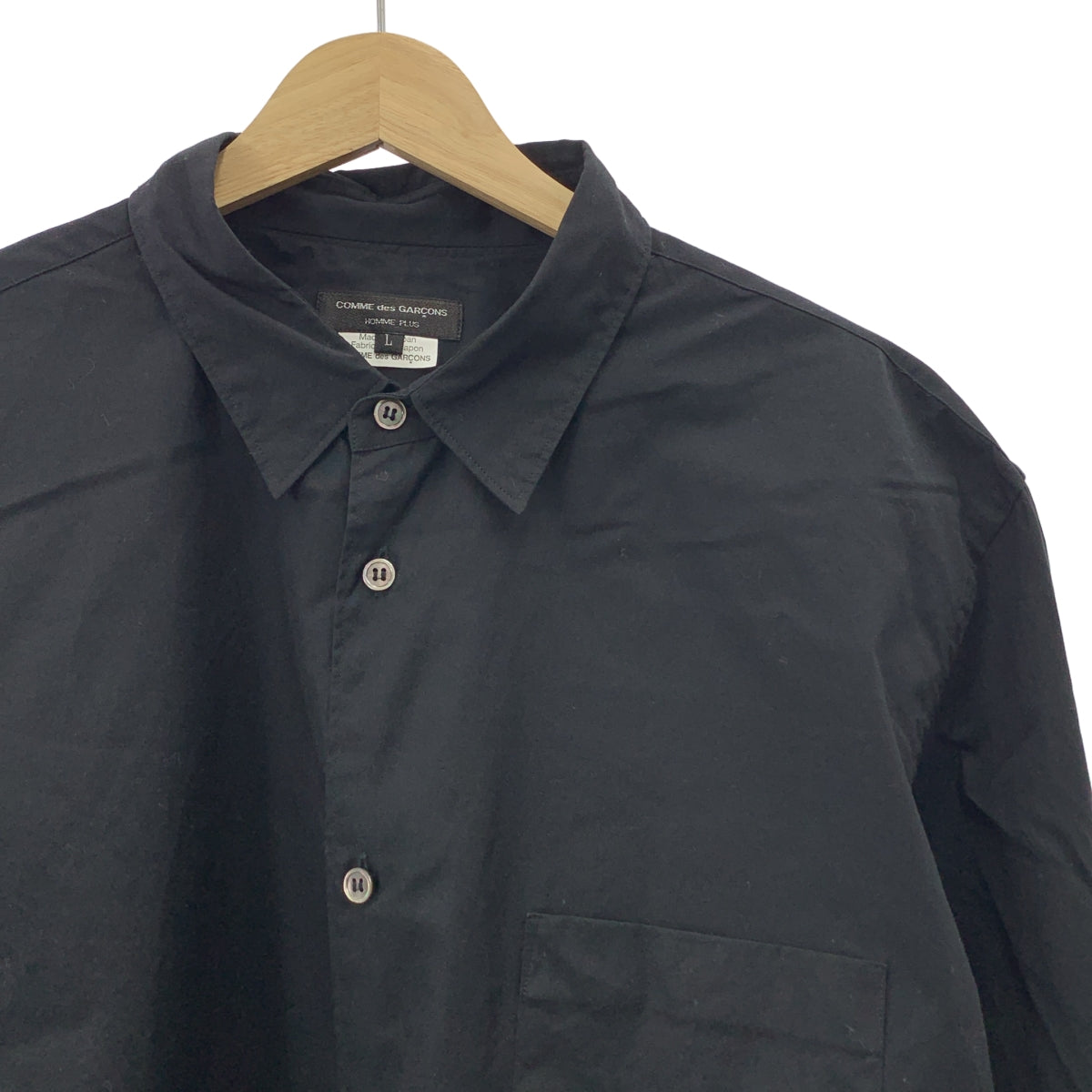 COMME des GARÇONS HOMME PLUS | 2016 春夏 |棉質不對稱鏤空襯衫 | SHOPBOP L 號 |黑色|男士