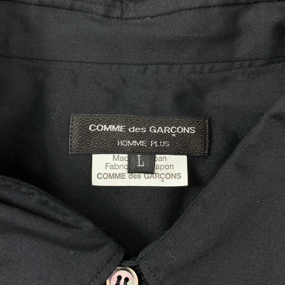 COMME des GARÇONS HOMME PLUS | 2016 春夏 |棉質不對稱鏤空襯衫 | SHOPBOP L 號 |黑色|男士