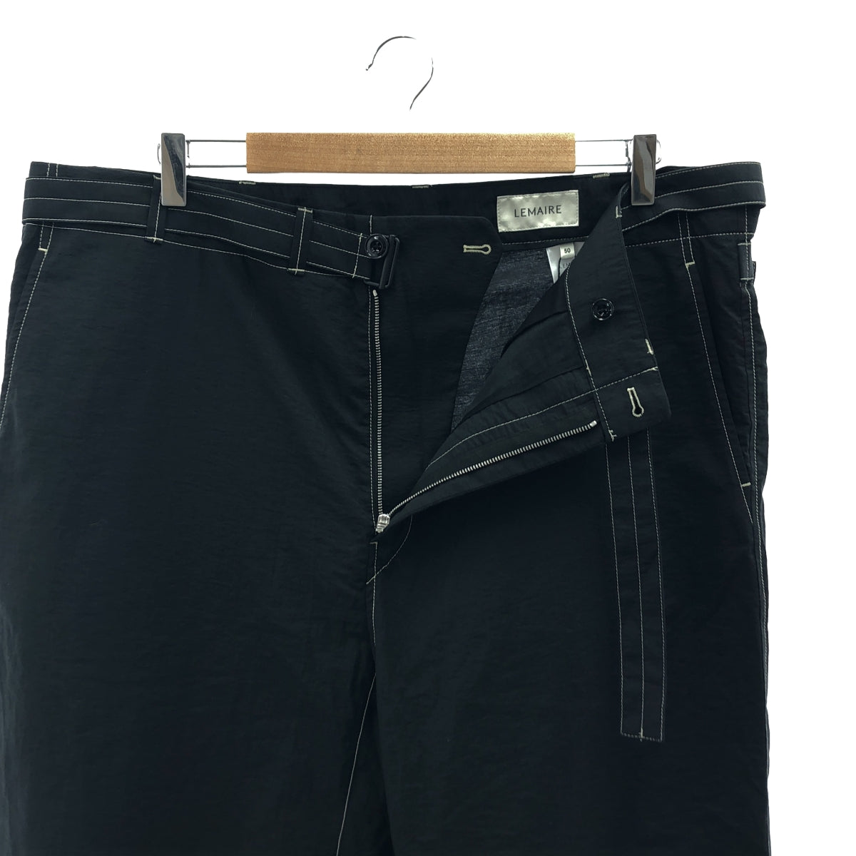 【美品】  LEMAIRE / ルメール | 2024SS | BELTED CARROT PANTS ベルテッド キャロット パンツ | 50 | ブラック | メンズ