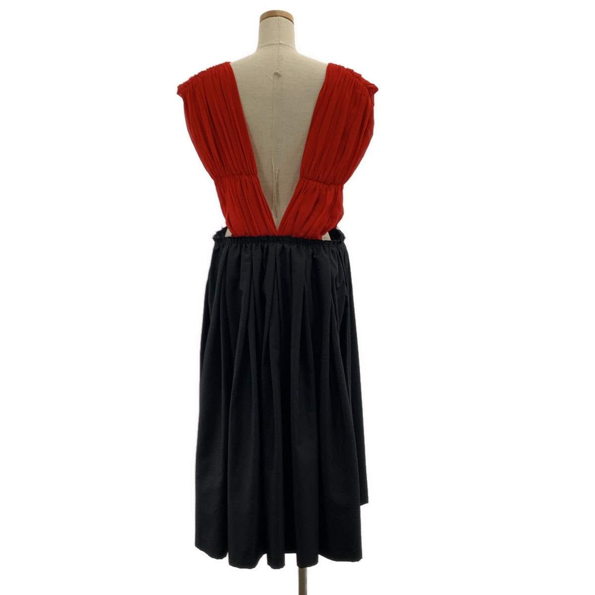 【미품】 COMME des GARCONS / 콤데 갤슨 | 2020AW | 개더 민소매 볼륨 원피스 | S | 블랙 / 레드 | 여성
