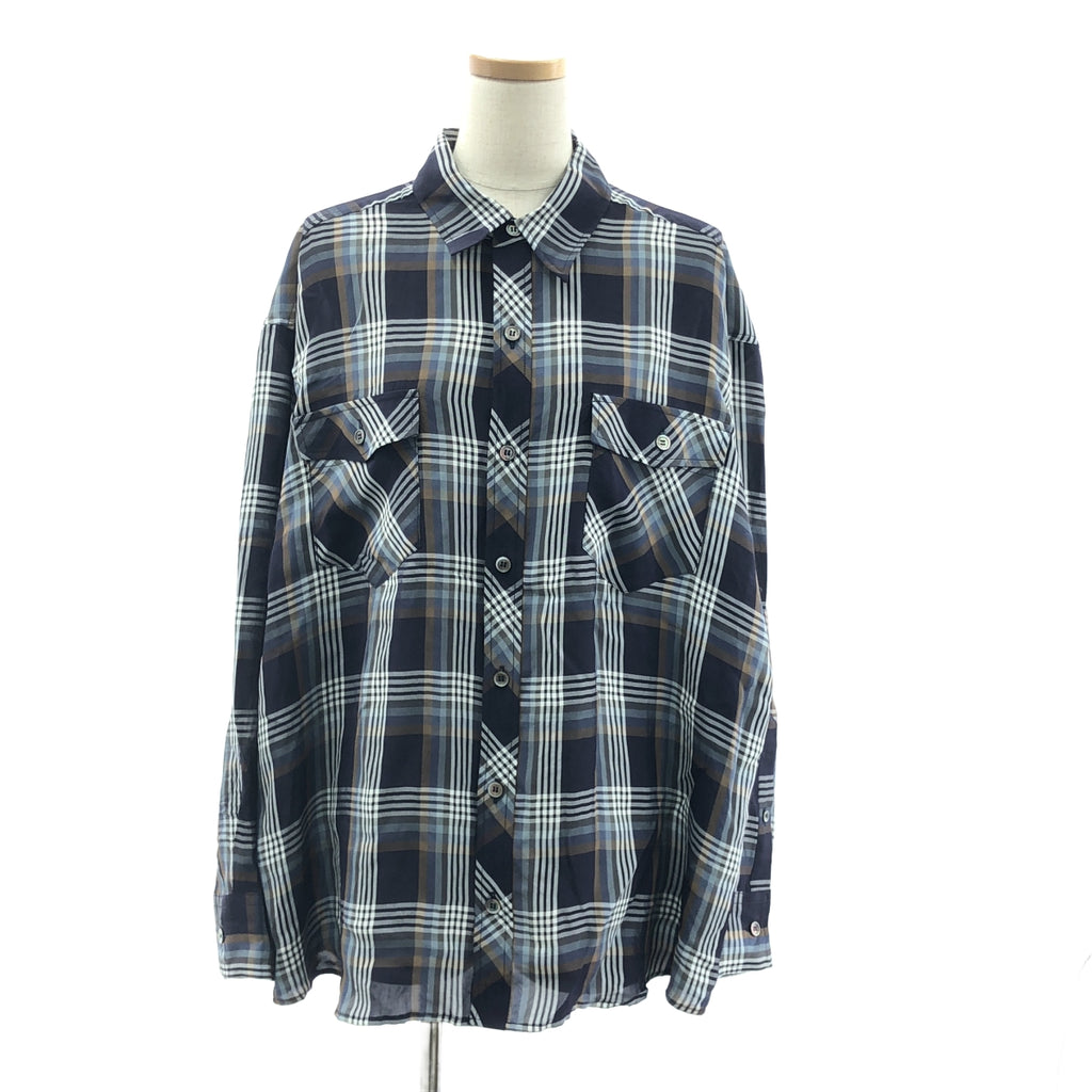 【美品】  I AM DORK / アイアムドーク | Long Sleeve Shirt viscose / ヴィスコース チェック オーバー シャツ | 01 | Blue Check | メンズ