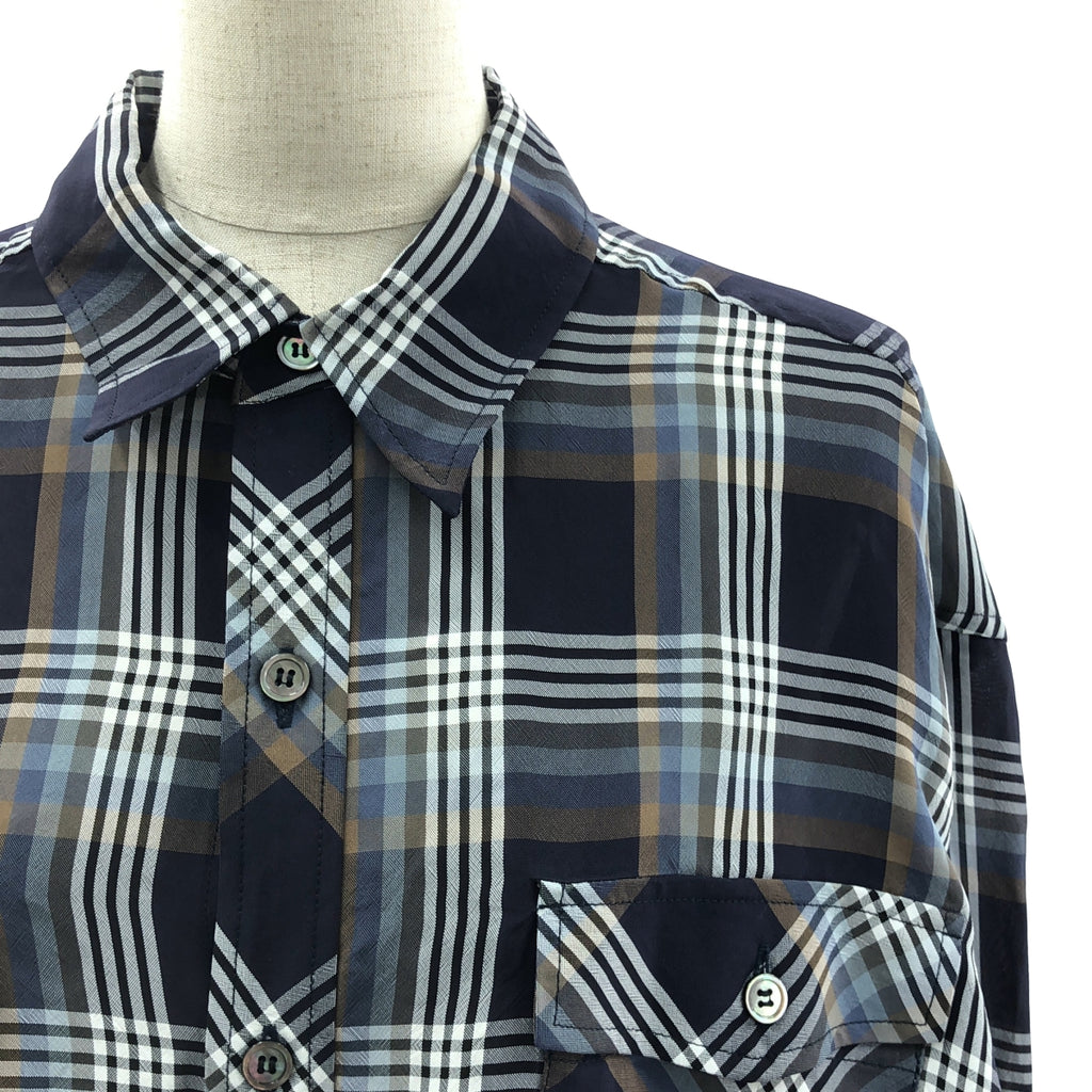 【美品】  I AM DORK / アイアムドーク | Long Sleeve Shirt viscose / ヴィスコース チェック オーバー シャツ | 01 | Blue Check | メンズ