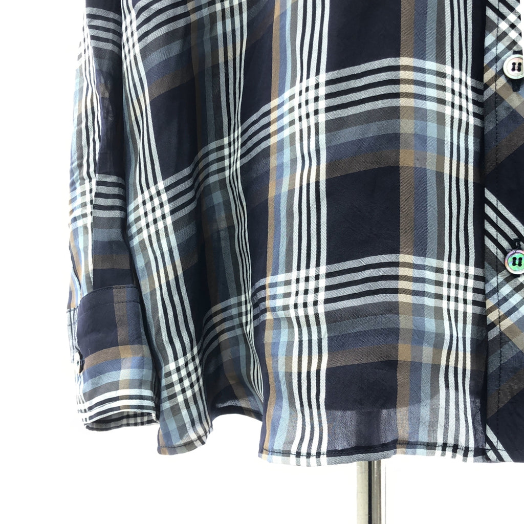 【美品】  I AM DORK / アイアムドーク | Long Sleeve Shirt viscose / ヴィスコース チェック オーバー シャツ | 01 | Blue Check | メンズ