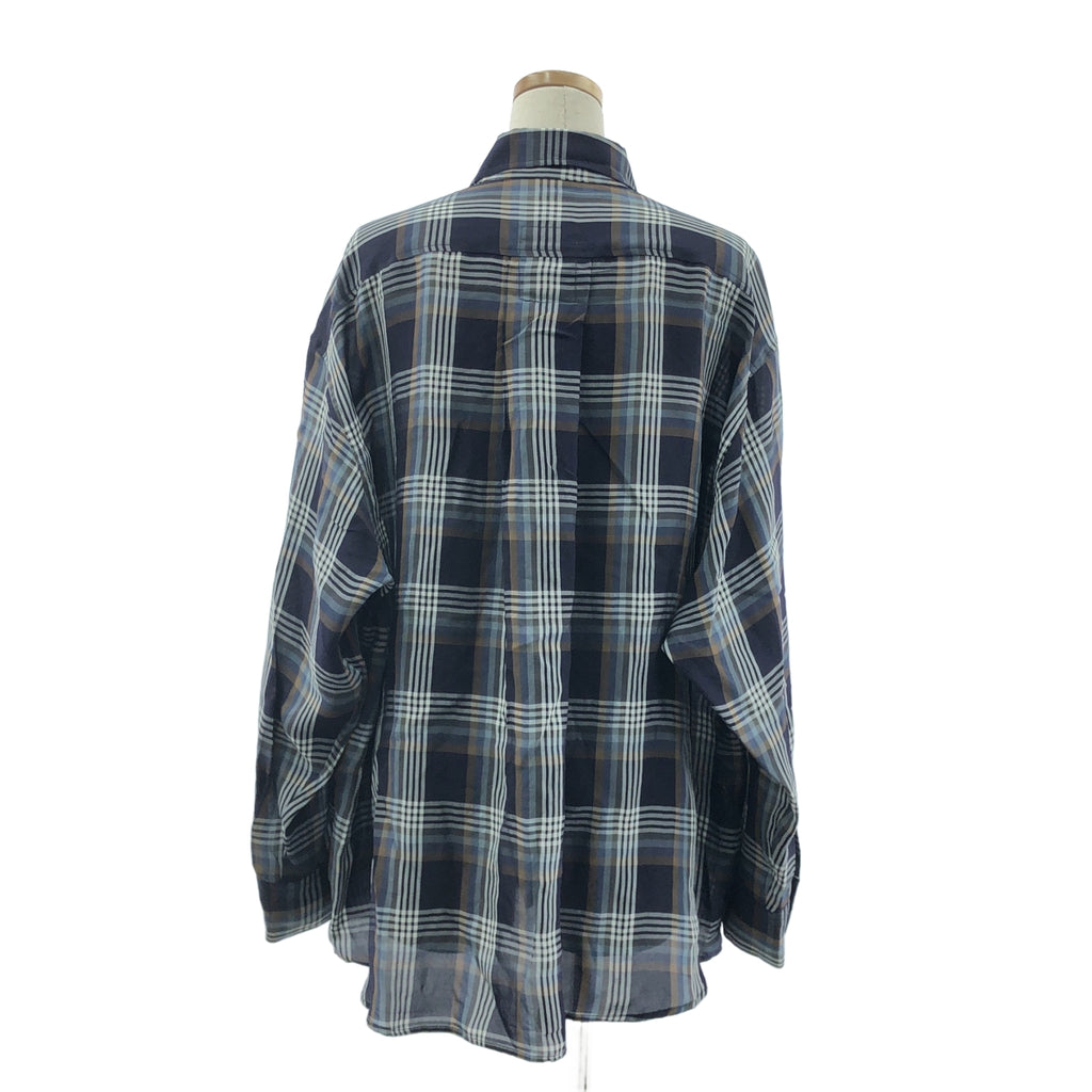 【美品】  I AM DORK / アイアムドーク | Long Sleeve Shirt viscose / ヴィスコース チェック オーバー シャツ | 01 | Blue Check | メンズ
