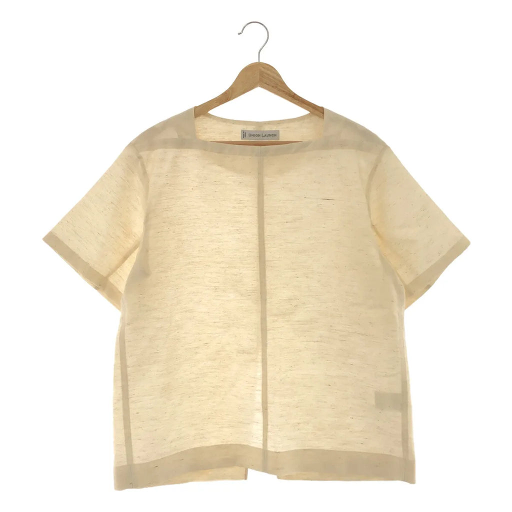 【美品】  UNION LAUNCH / ユニオンランチ | シルク スクエアネック プルオーバー 半袖ブラウス | F | ナチュラル | レディース
