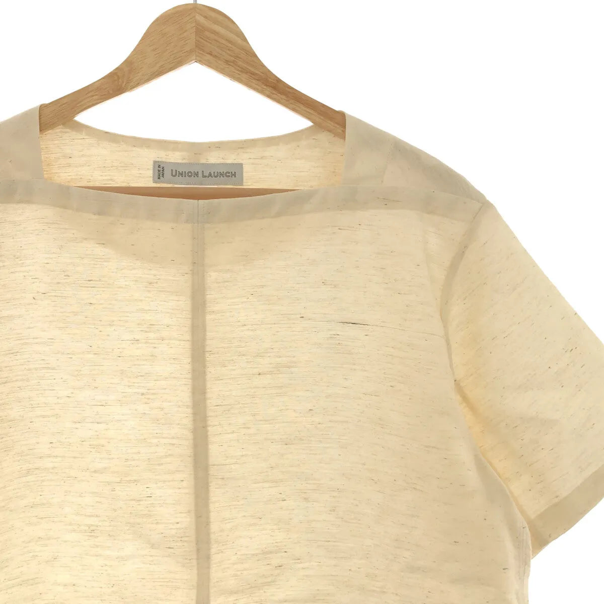 【美品】  UNION LAUNCH / ユニオンランチ | シルク スクエアネック プルオーバー 半袖ブラウス | F | ナチュラル | レディース