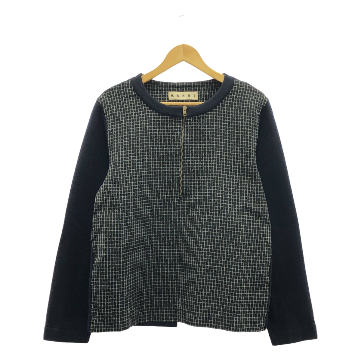 MARNI / マルニ | ウール バックスリット ハーフジップ プルオーバー | 44 | ブラック/ネイビー | メンズ