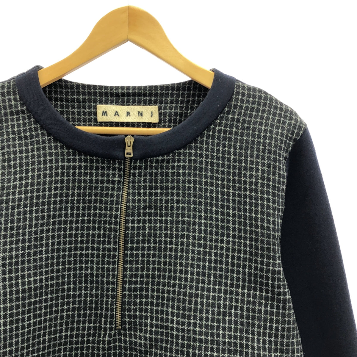 MARNI / マルニ | ウール バックスリット ハーフジップ プルオーバー | 44 | ブラック/ネイビー | メンズ