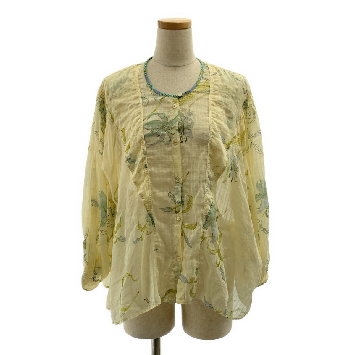 forte_forte / 포르테 포르테 | 총 무늬 개더 볼륨 시어 셔츠 블라우스 |