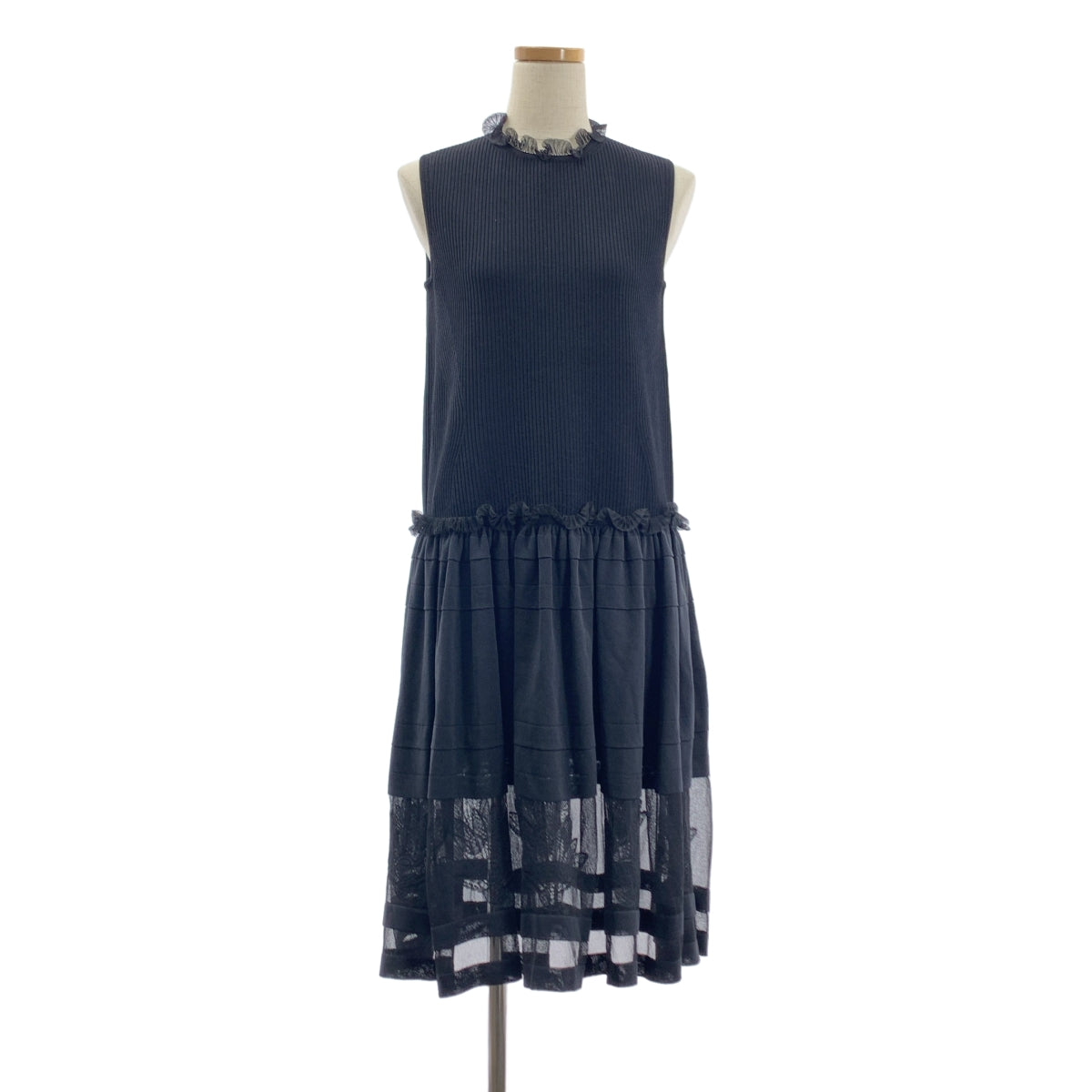 ALEXANDER MCQUEEN / 알렉산더 맥퀸 | 리브 니트 프릴 컬러 롱 원피스 | XS |